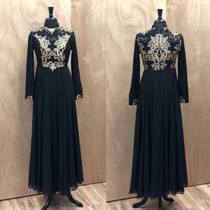 Black & gold sequence chiffon dress party wedding